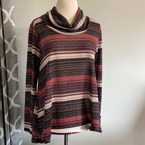 Chenault cowl neck sparkle blouse top large